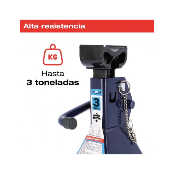 Caballetes para Coches y Otros Vehículos de 3 Toneladas 3000kg Reforzado con Pasador de Seguridad y Homologado 2und