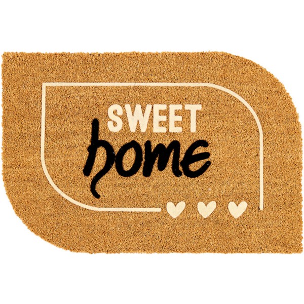 Felpudo 100% coco floqueado diseño sweet home, 60 x 40 cm